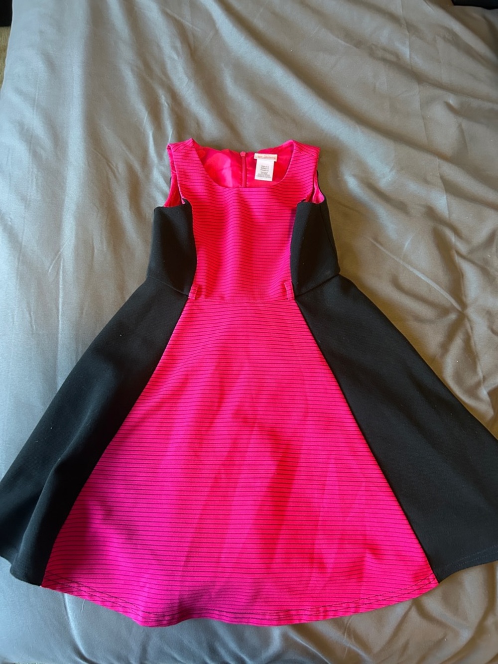 Youngland Hot Pink and Black Sleeveless Fit-and-Flare Dress